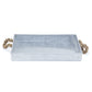 HomeRoots Metal Tray With Rope Handles in Silver Finish