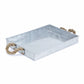 HomeRoots Metal Tray With Rope Handles in Silver Finish