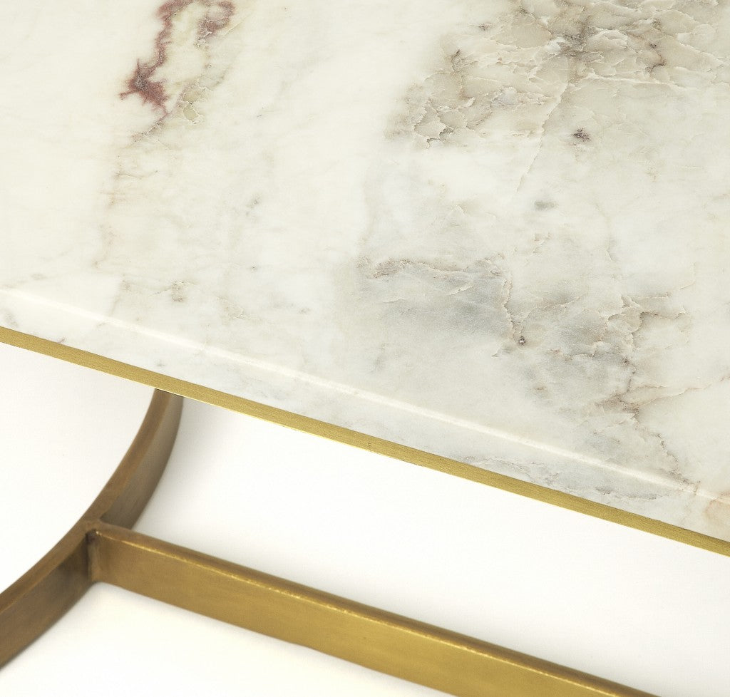 HomeRoots Metal and Marble Coffee Table