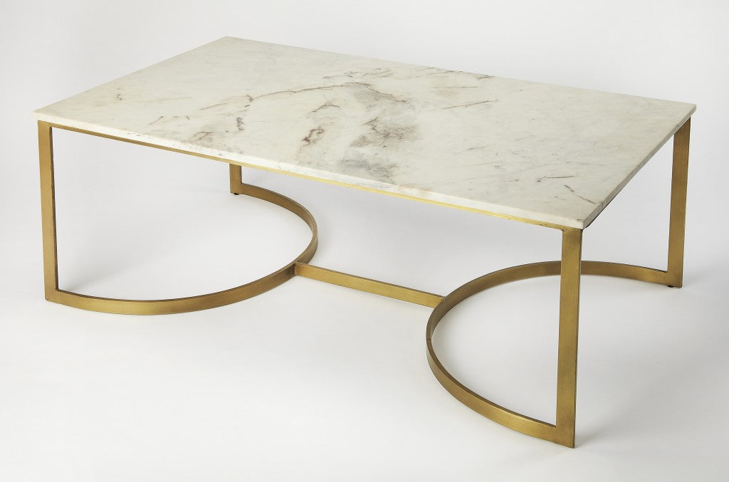 HomeRoots Metal and Marble Coffee Table