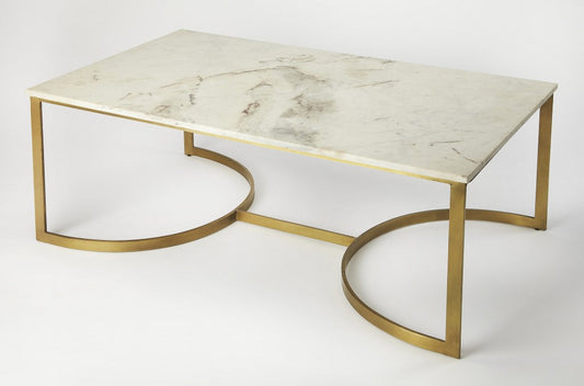 HomeRoots Metal and Marble Coffee Table