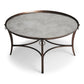 HomeRoots Metal and Mirrored Coffee Table in Copper Finish