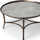 HomeRoots Metal and Mirrored Coffee Table in Copper Finish