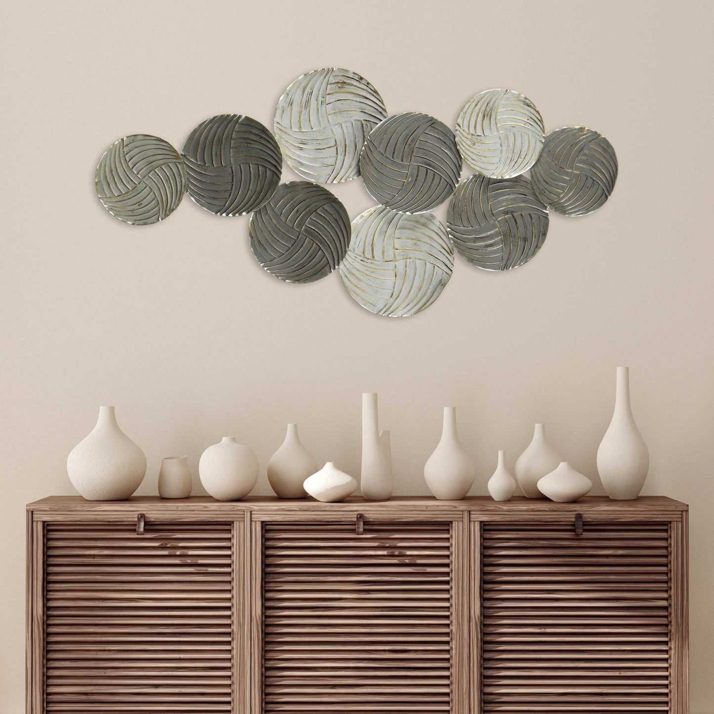 HomeRoots Metallic Plates Wall Centerpiece with Distressed Finish