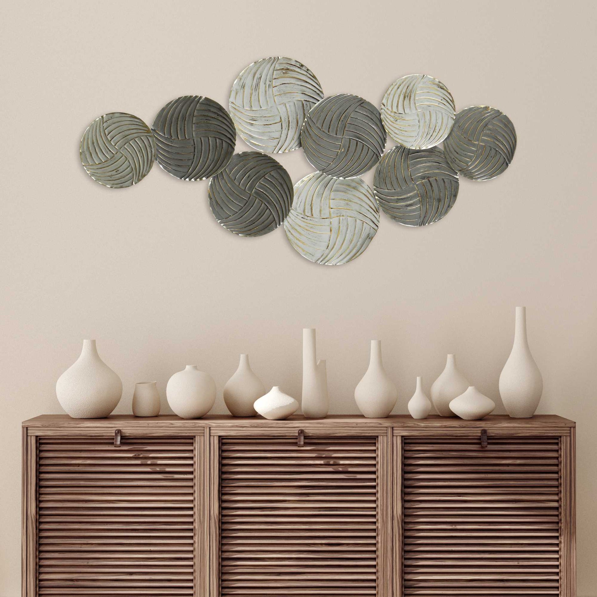 HomeRoots Metallic Plates Wall Centerpiece with Distressed Finish