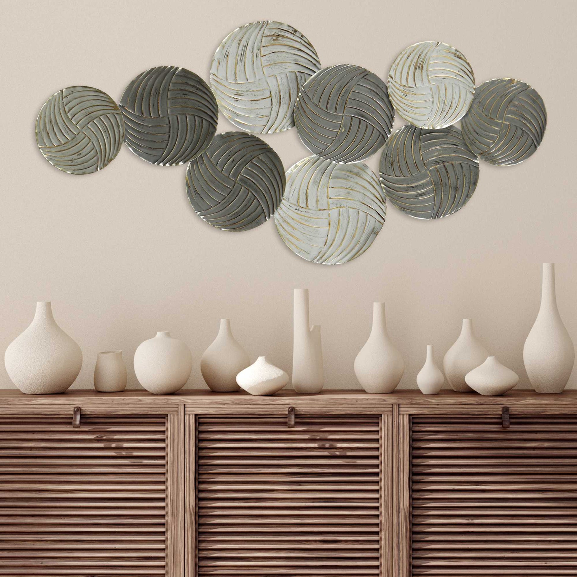 HomeRoots Metallic Plates Wall Centerpiece with Distressed Finish