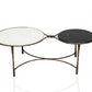 HomeRoots Mid Century Dual Rim Coffee Table in Black and White Finish