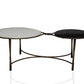 HomeRoots Mid Century Dual Rim Coffee Table in Black and White Finish