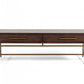 HomeRoots Mid-Century Modern Acacia Coffee Table With Brass Base