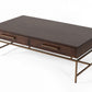 HomeRoots Mid-Century Modern Acacia Coffee Table With Brass Base