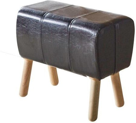 HomeRoots Mid Century Modern Black Faux Leather Stool