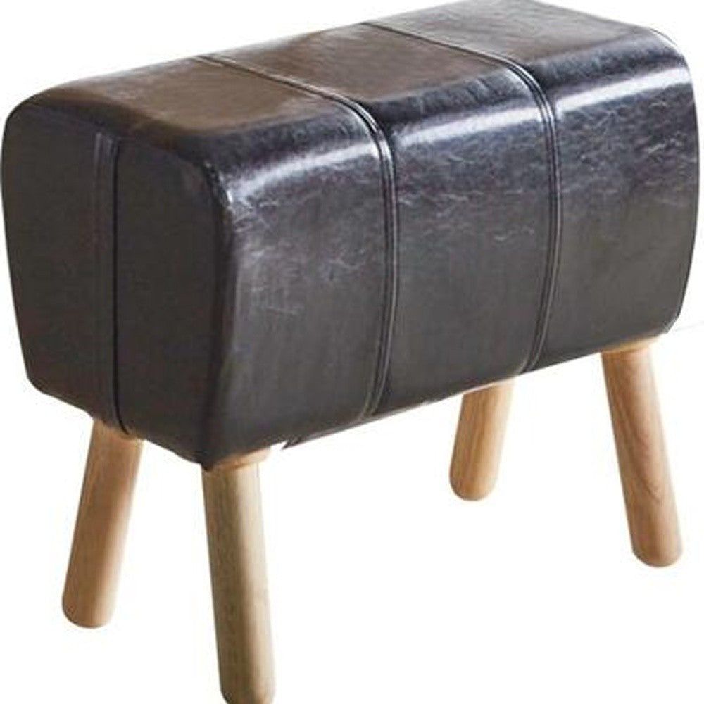 HomeRoots Mid Century Modern Black Faux Leather Stool