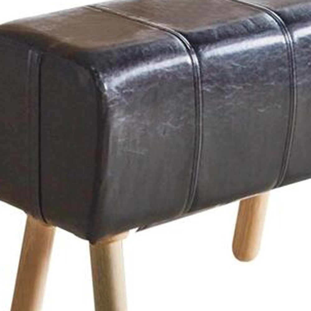 HomeRoots Mid Century Modern Black Faux Leather Stool