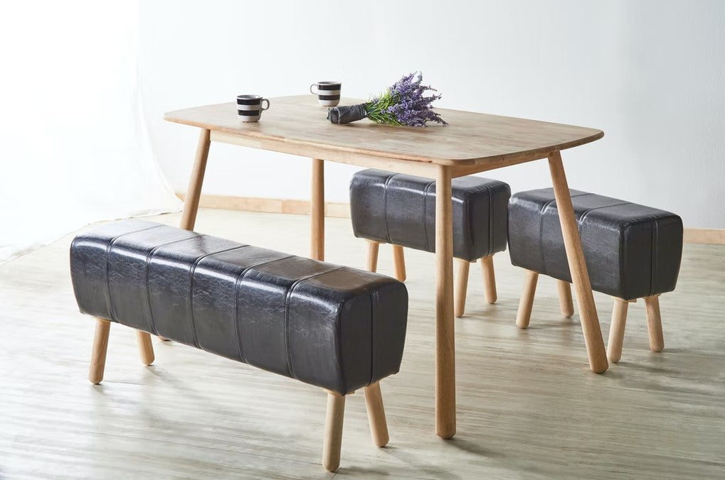 HomeRoots Mid Century Modern Black Faux Leather Stool