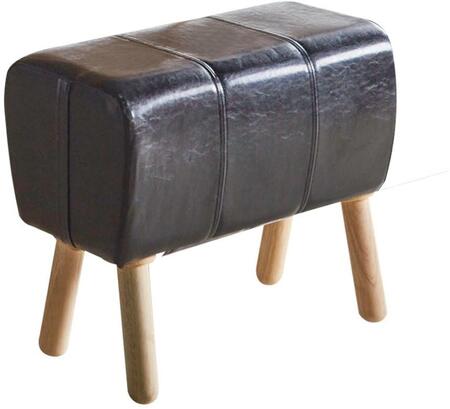 HomeRoots Mid Century Modern Black Faux Leather Stool