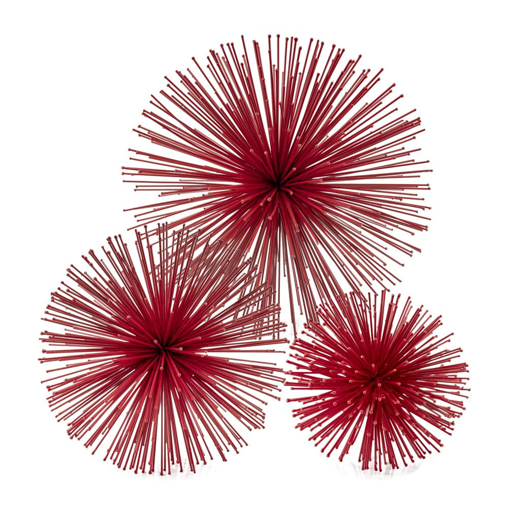 HomeRoots Mini Red Spiky Sphere Home Accent Filler