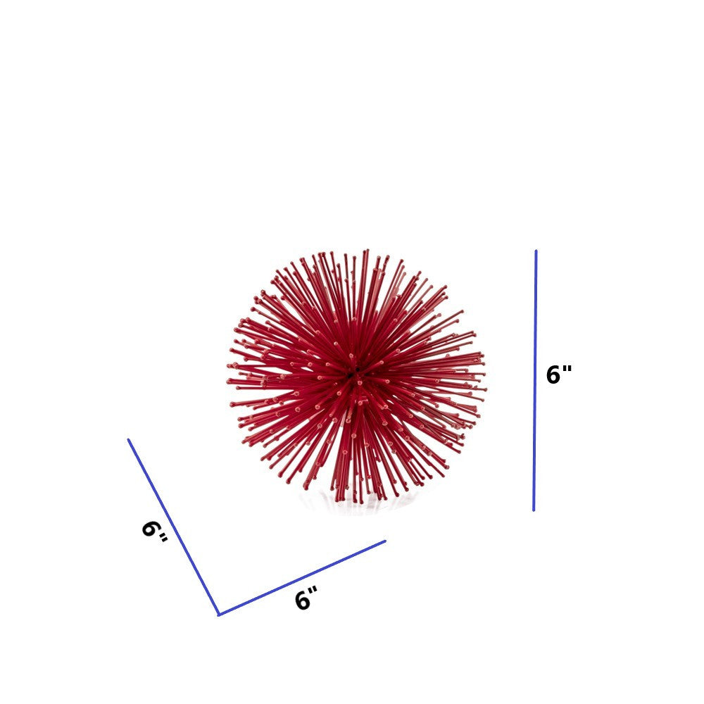 HomeRoots Mini Red Spiky Sphere Home Accent Filler