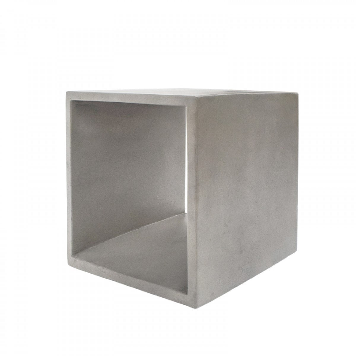 HomeRoots Minimalist Concrete Open Cube End or Side Table in Dark Gray Finish