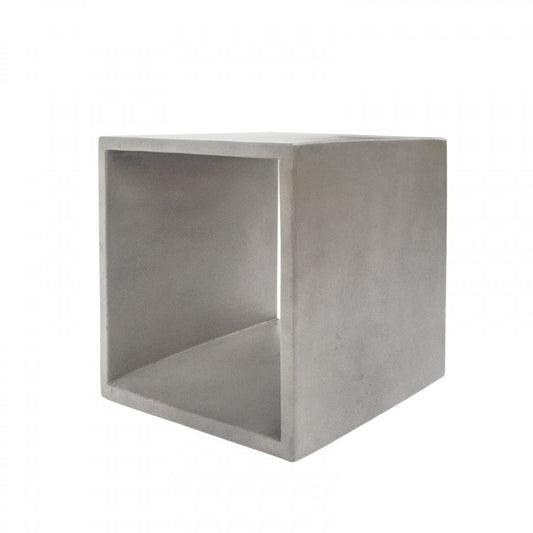 HomeRoots Minimalist Concrete Open Cube End or Side Table in Dark Gray Finish