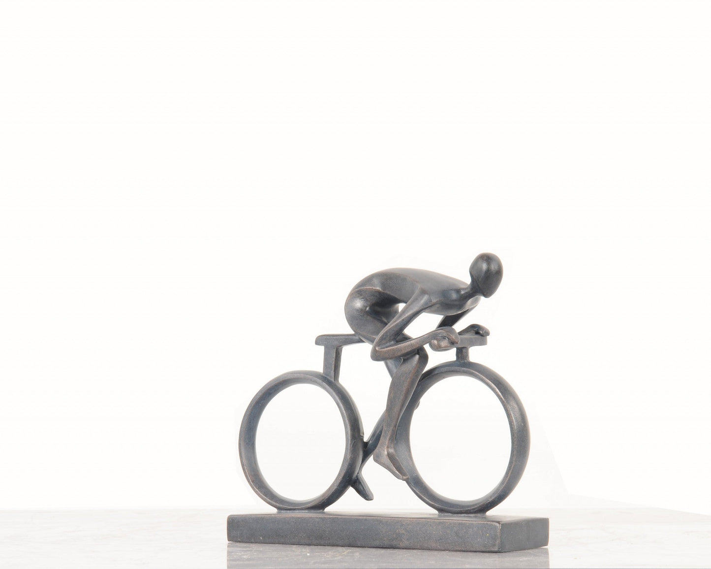 HomeRoots Minimalist Cyclist Cement Finish Statue