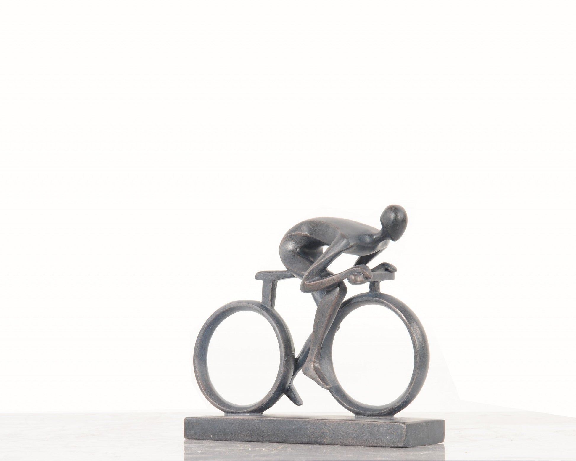 HomeRoots Minimalist Cyclist Cement Finish Statue