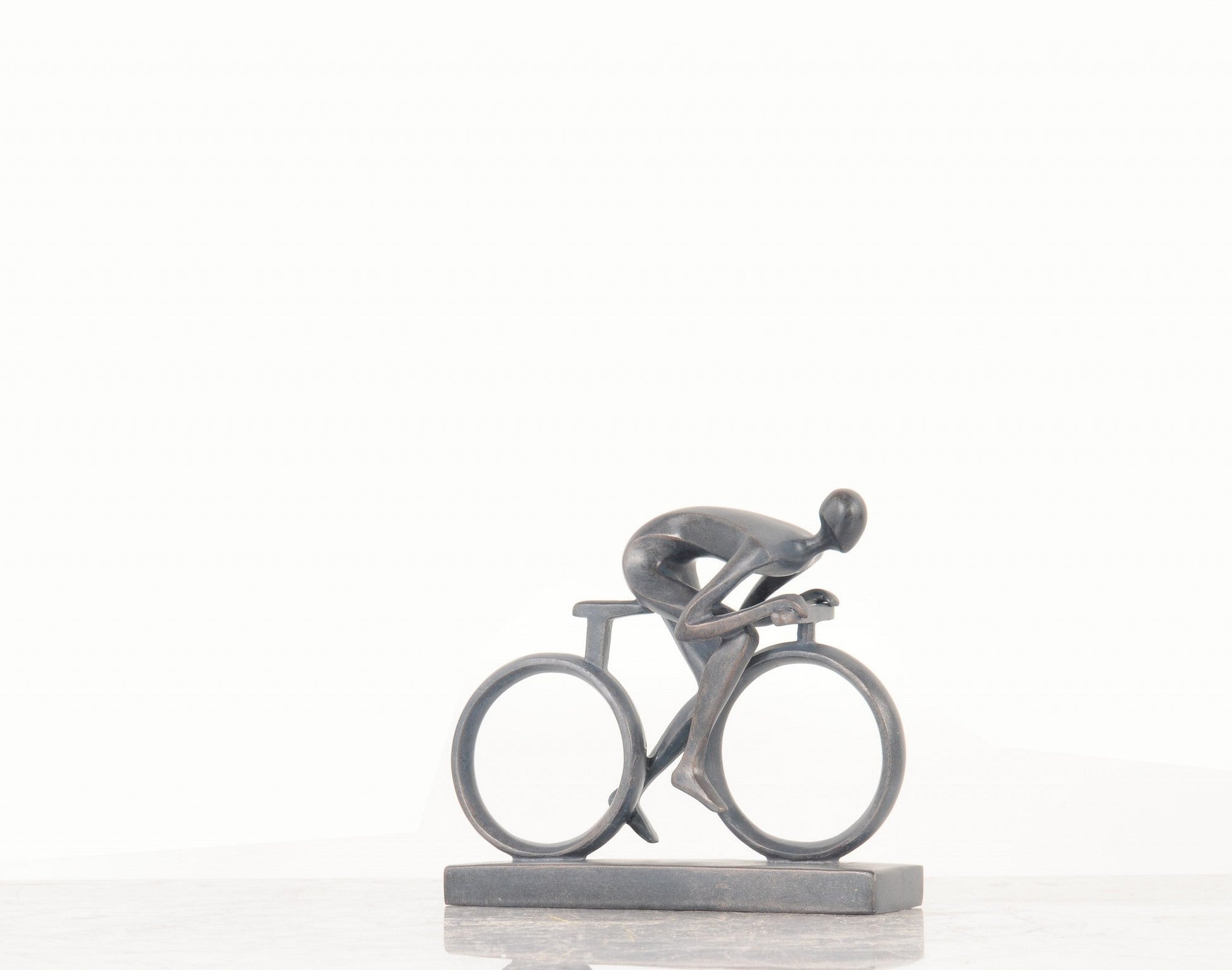 HomeRoots Minimalist Cyclist Cement Finish Statue