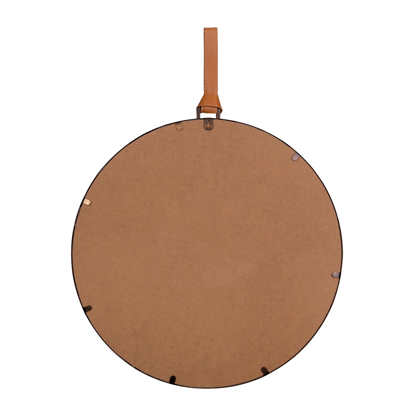HomeRoots Minimalist Gold Round Mirror with Leather Strap