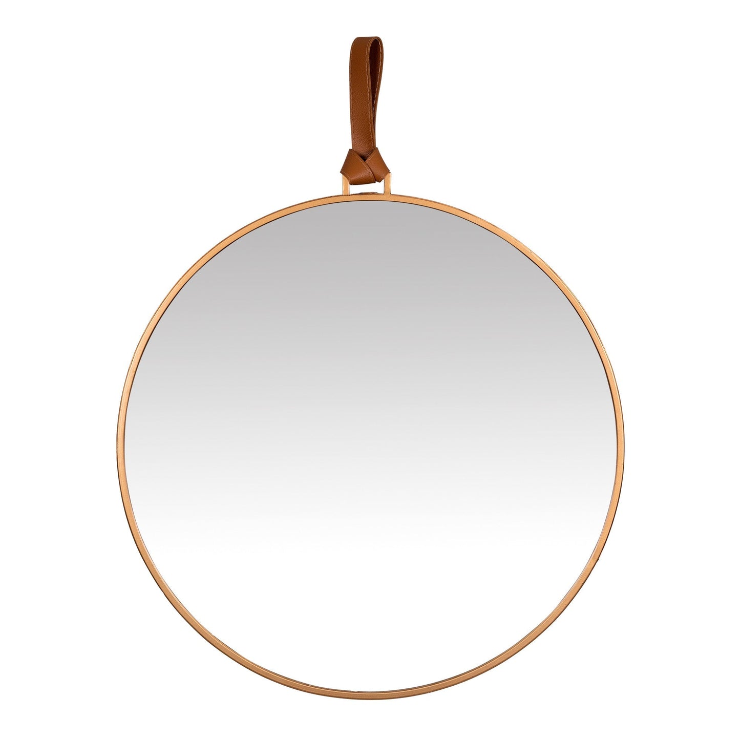 HomeRoots Minimalist Gold Round Mirror with Leather Strap