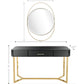 HomeRoots Mirror And Console Table With Black and Gold Finish