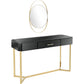 HomeRoots Mirror And Console Table With Black and Gold Finish