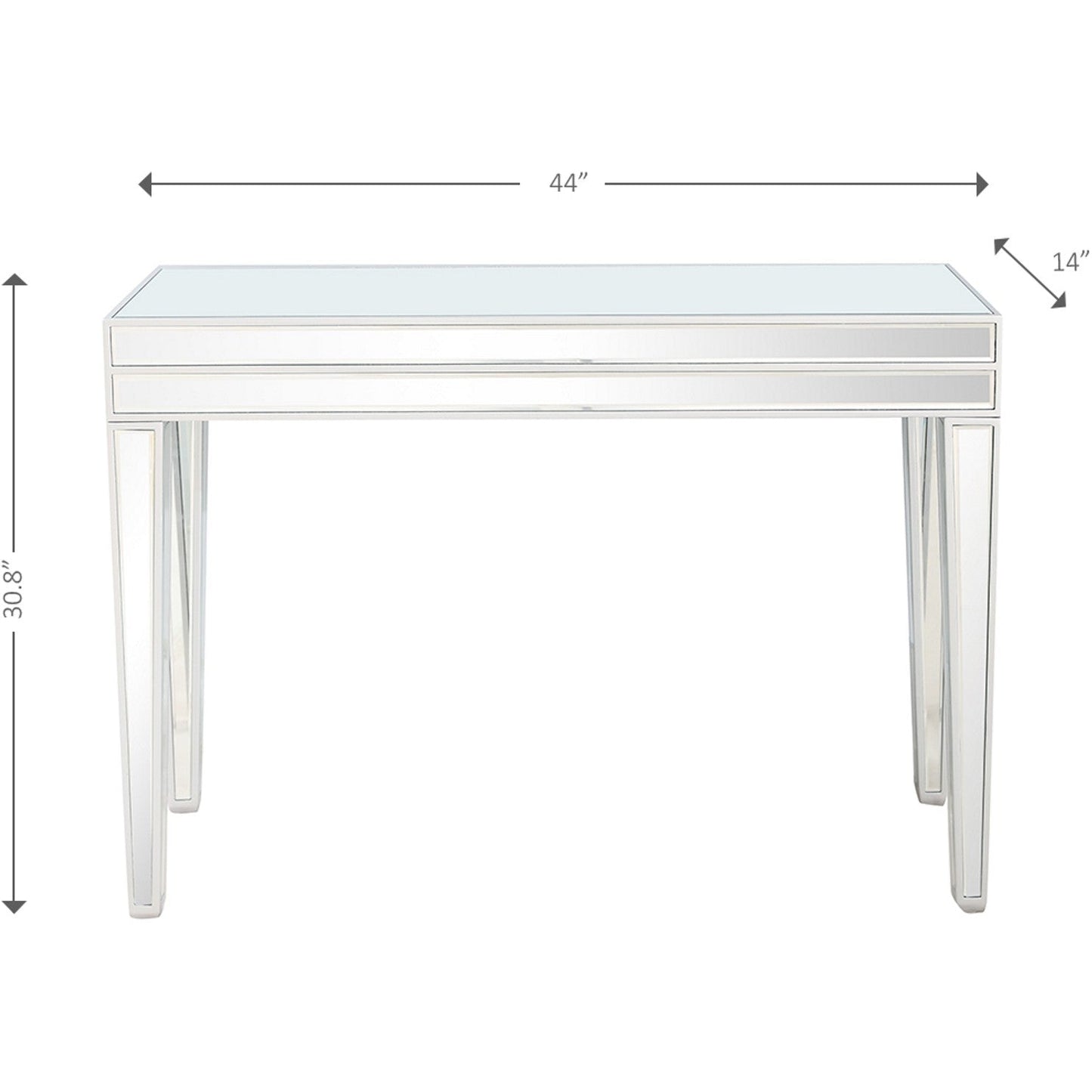 HomeRoots Mirror Console Table With Clear Glass Finish