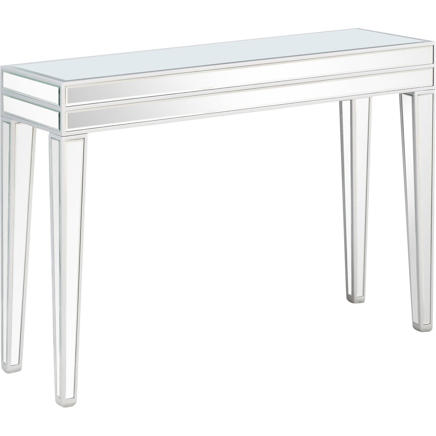 HomeRoots Mirror Console Table With Clear Glass Finish