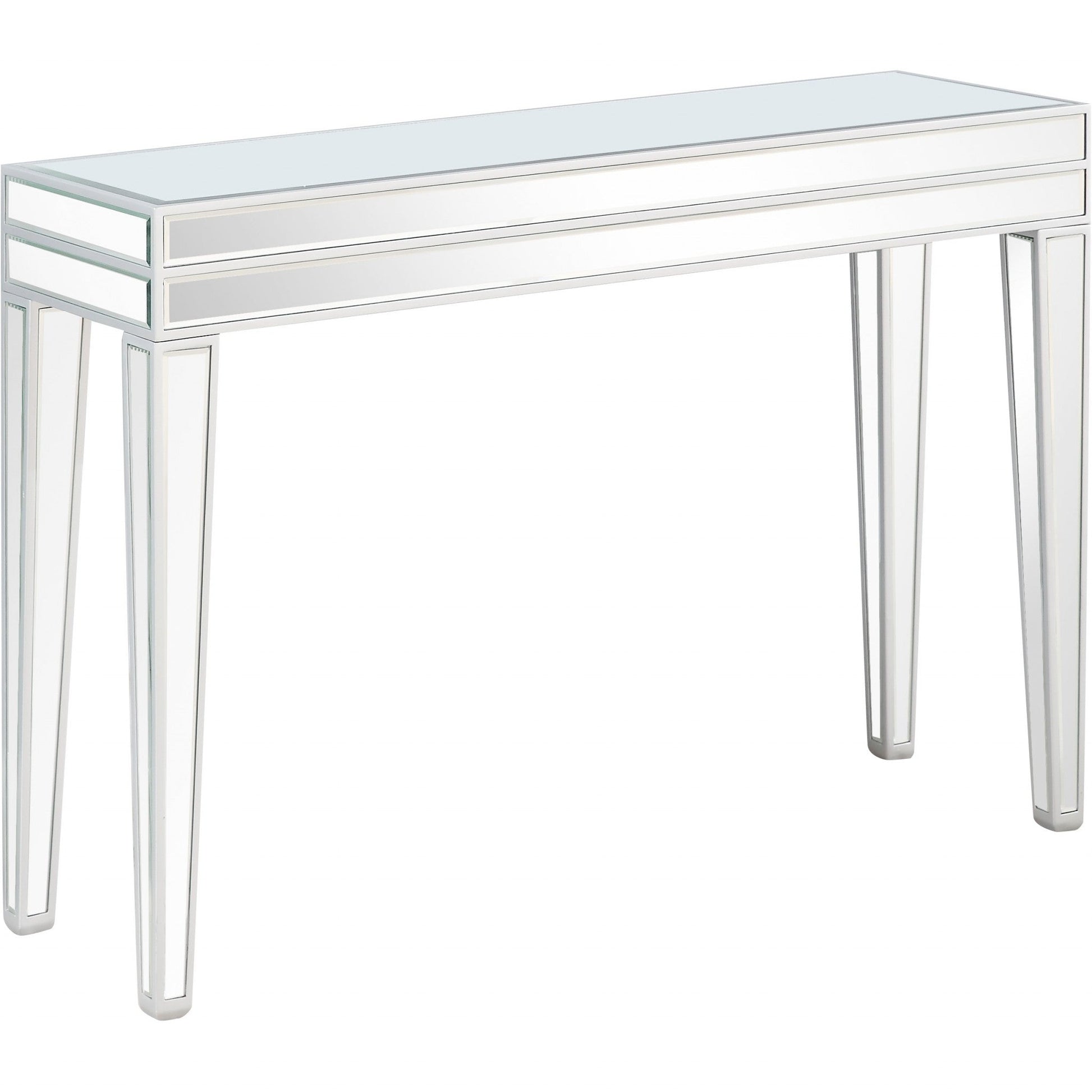 HomeRoots Mirror Console Table With Clear Glass Finish
