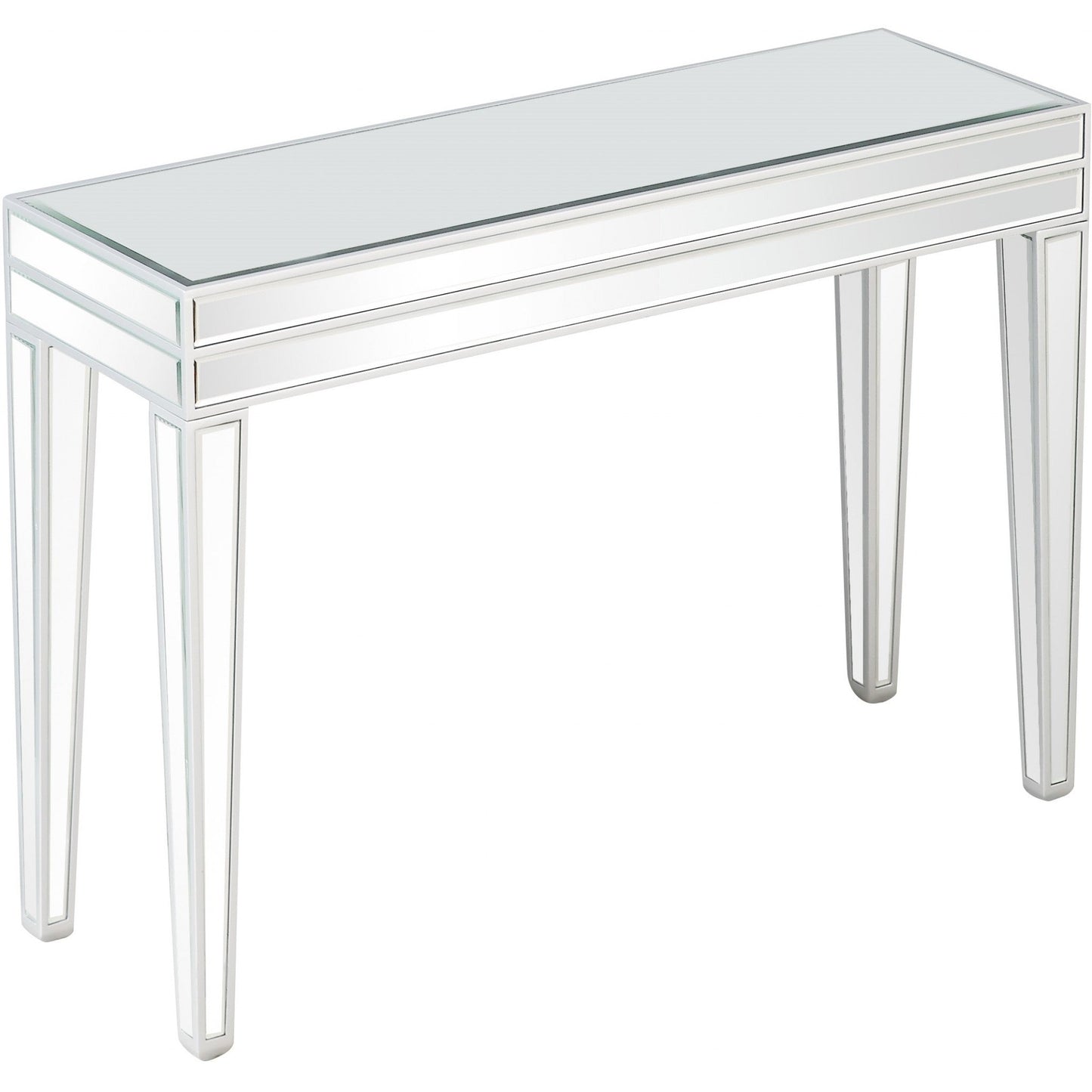 HomeRoots Mirror Console Table With Clear Glass Finish