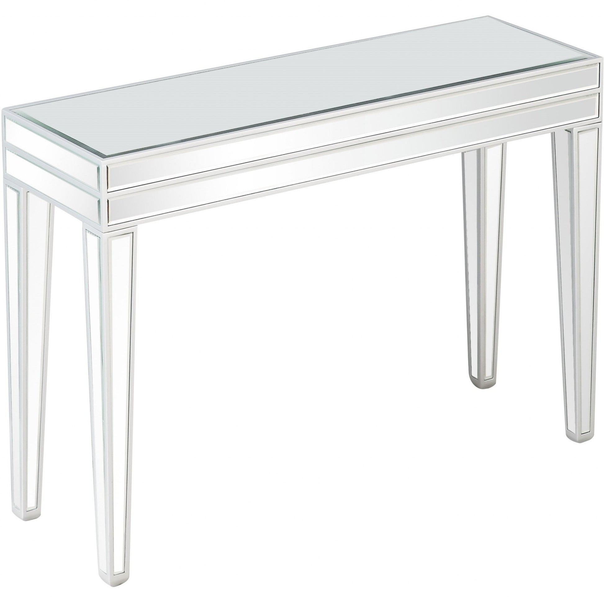 HomeRoots Mirror Console Table With Clear Glass Finish