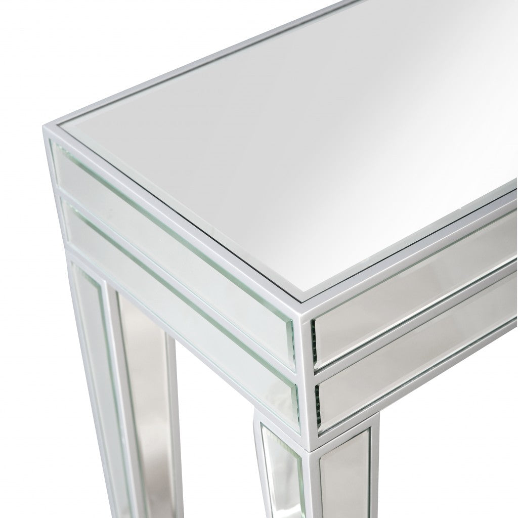 HomeRoots Mirror Console Table With Clear Glass Finish