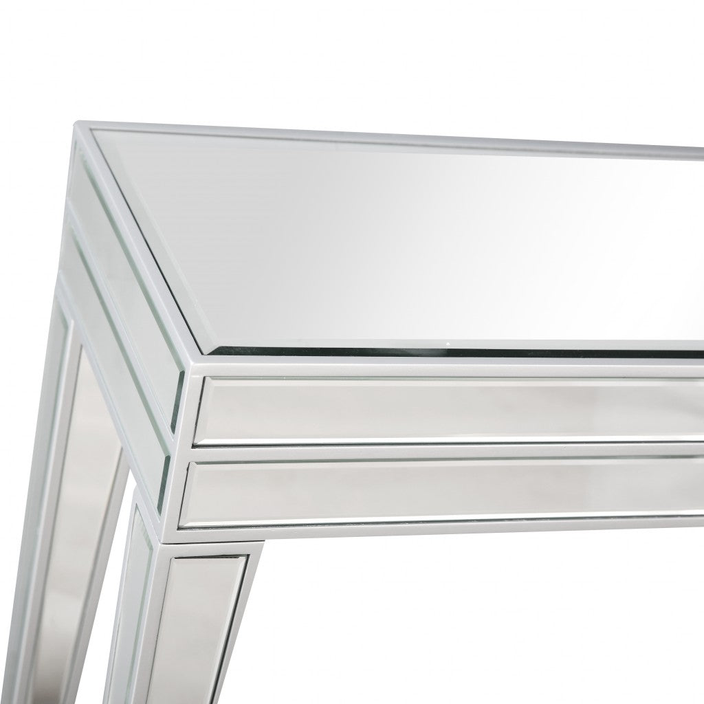 HomeRoots Mirror Console Table With Clear Glass Finish