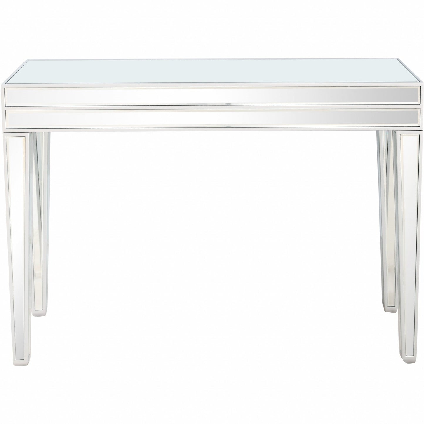 HomeRoots Mirror Console Table With Clear Glass Finish
