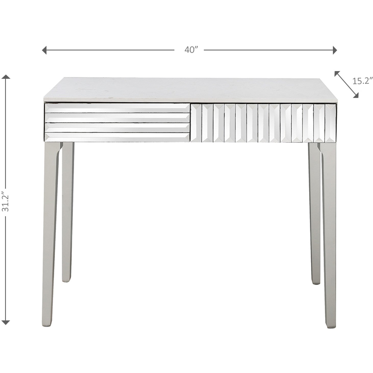 HomeRoots Mirror Console Table in Antiqued Silver Finish