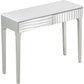 HomeRoots Mirror Console Table in Antiqued Silver Finish