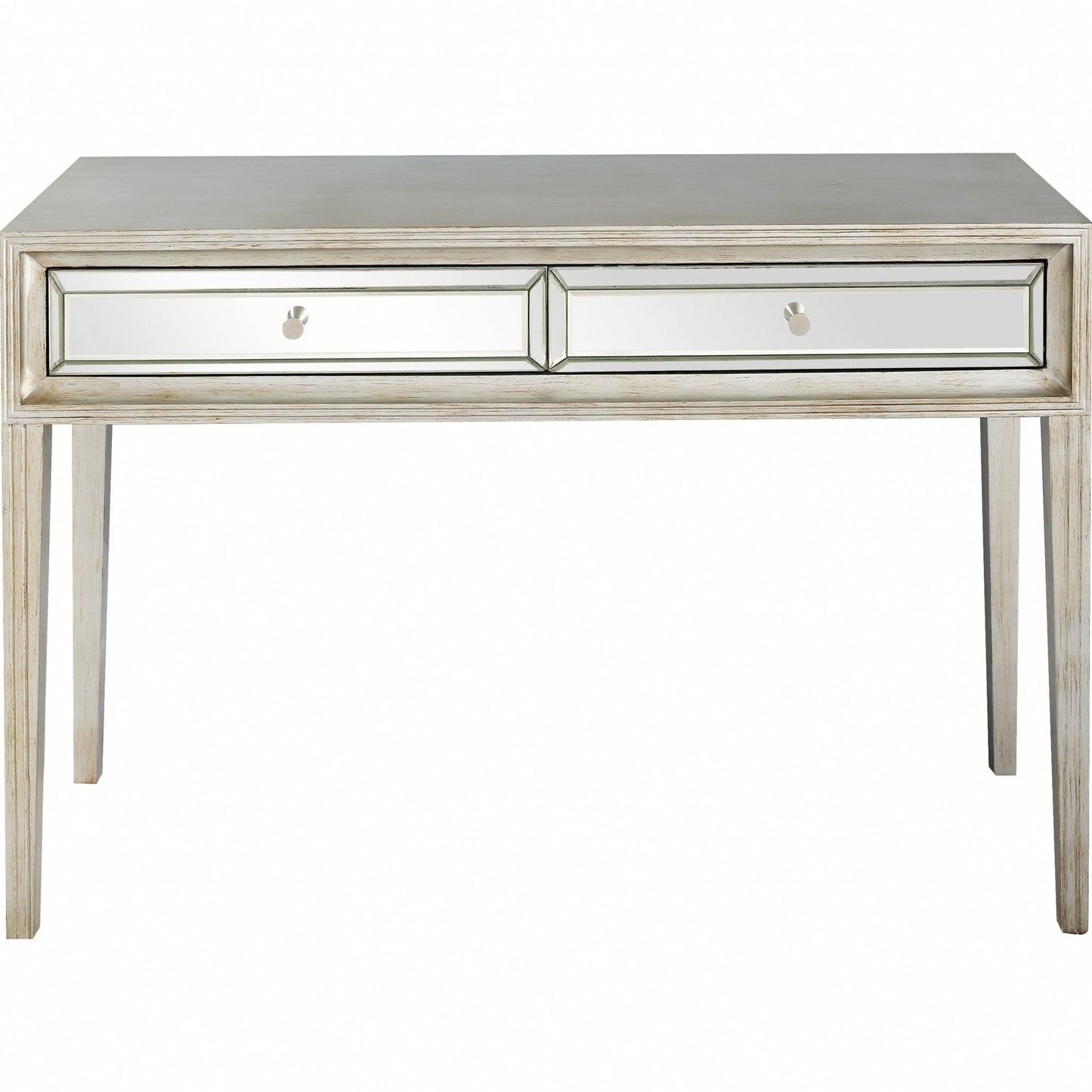 HomeRoots Mirror and Console Table in Antiqued Silver Finish