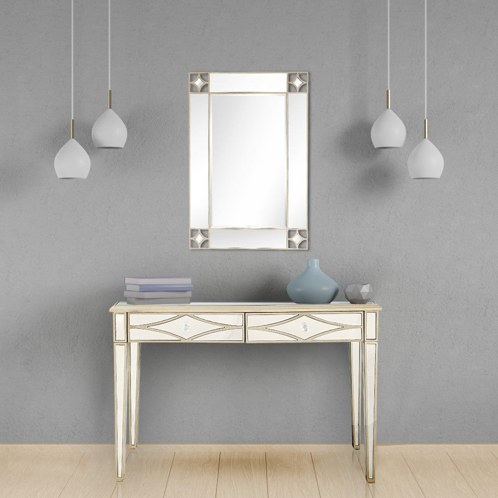 HomeRoots Mirror and Console Table in Champagne Finish