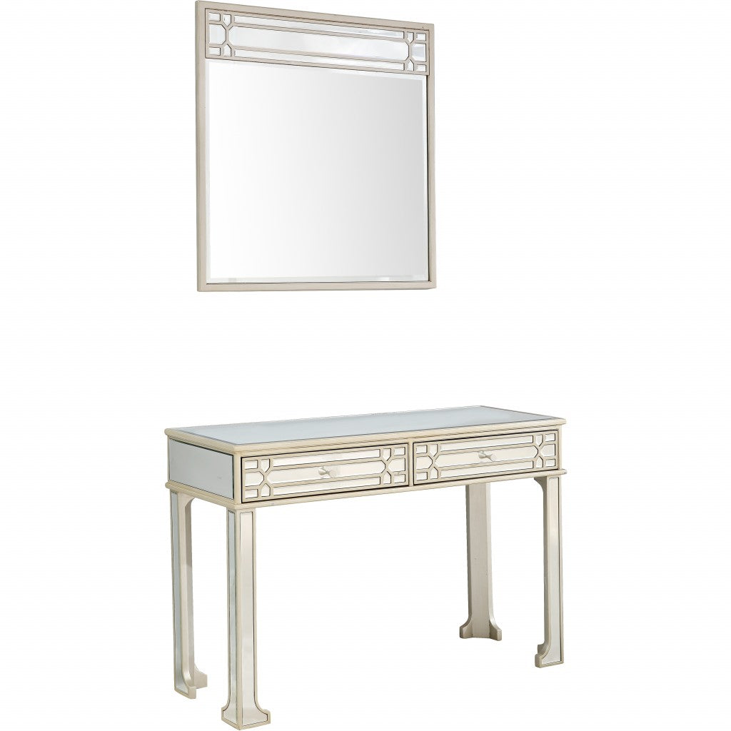 HomeRoots Mirror and Console Table in Champagne Finish