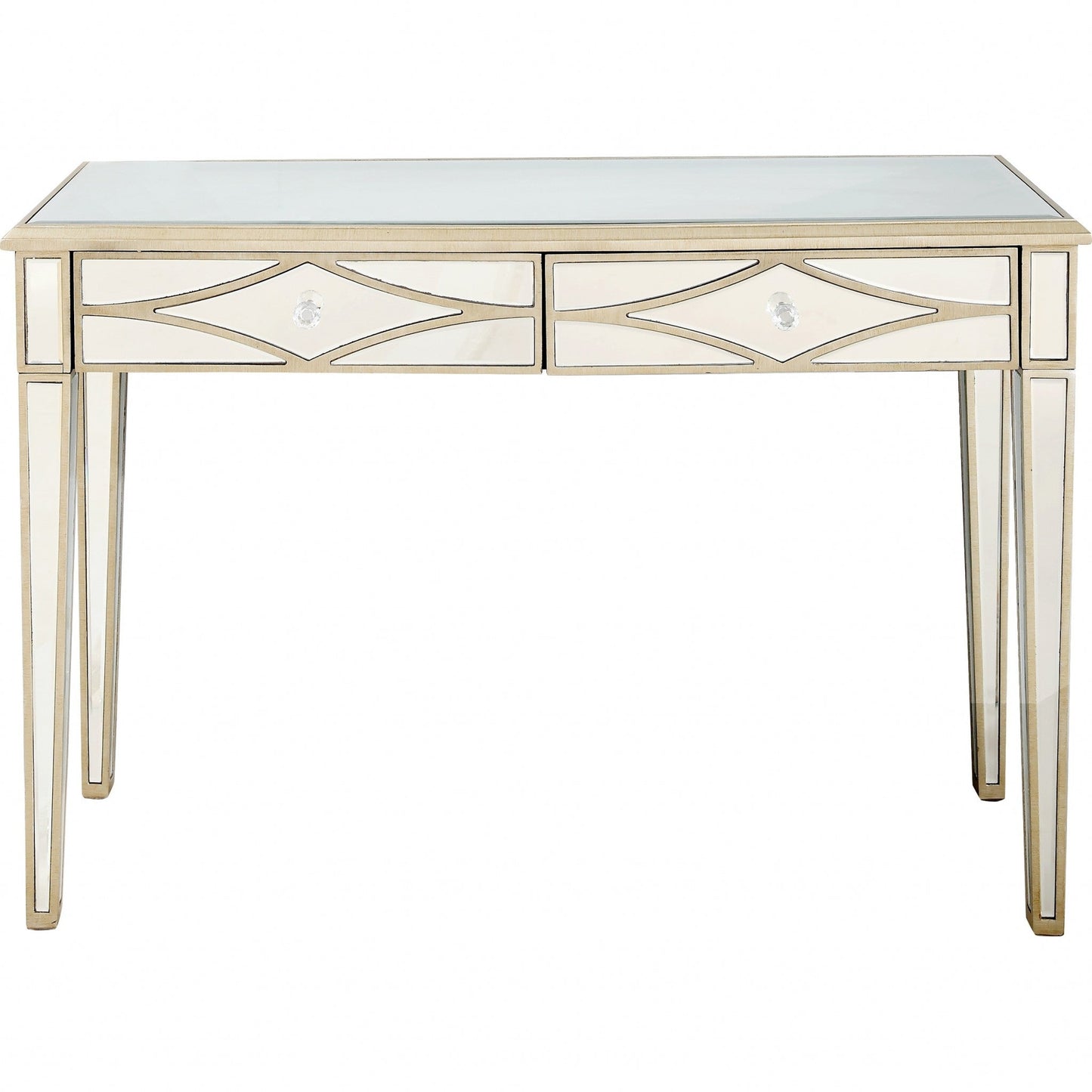 HomeRoots Mirror and Console Table in Champagne Finish