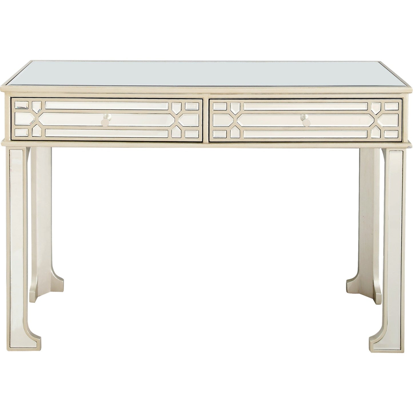 HomeRoots Mirror and Console Table in Champagne Finish