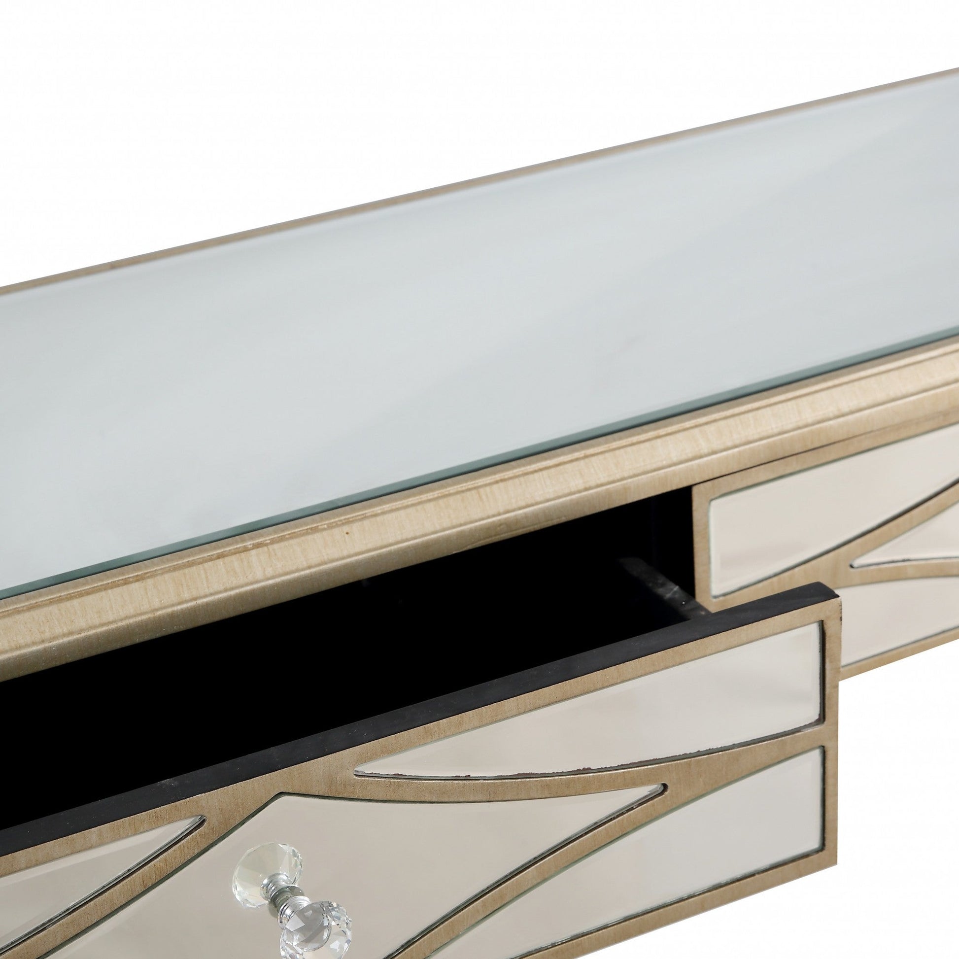 HomeRoots Mirror and Console Table in Champagne Finish