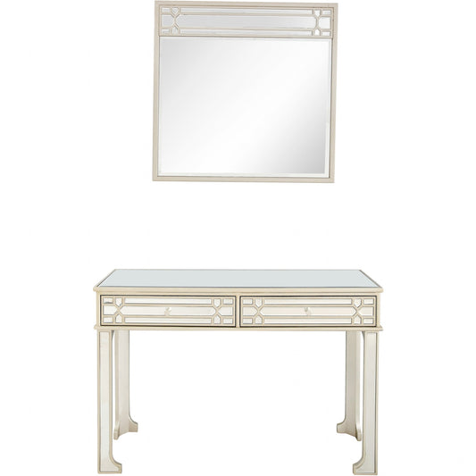 HomeRoots Mirror and Console Table in Champagne Finish