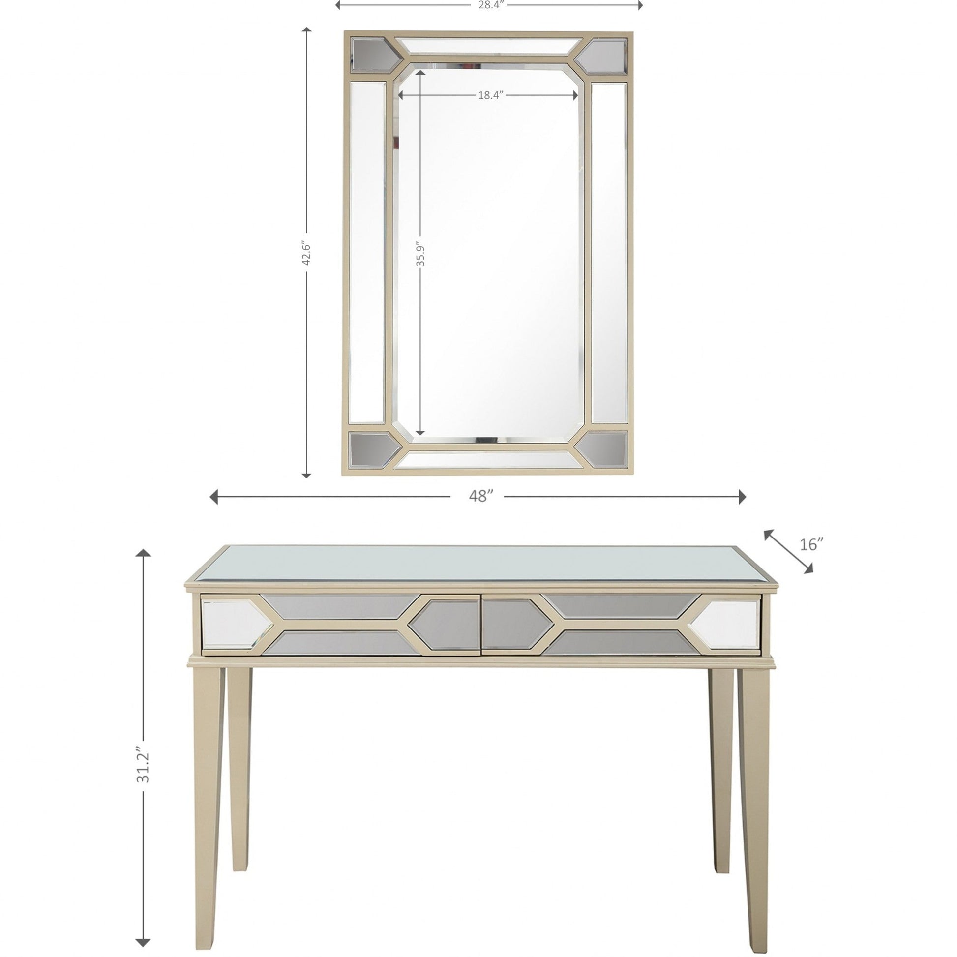 HomeRoots Mirrored Console Table With Antiqued Silver Finish