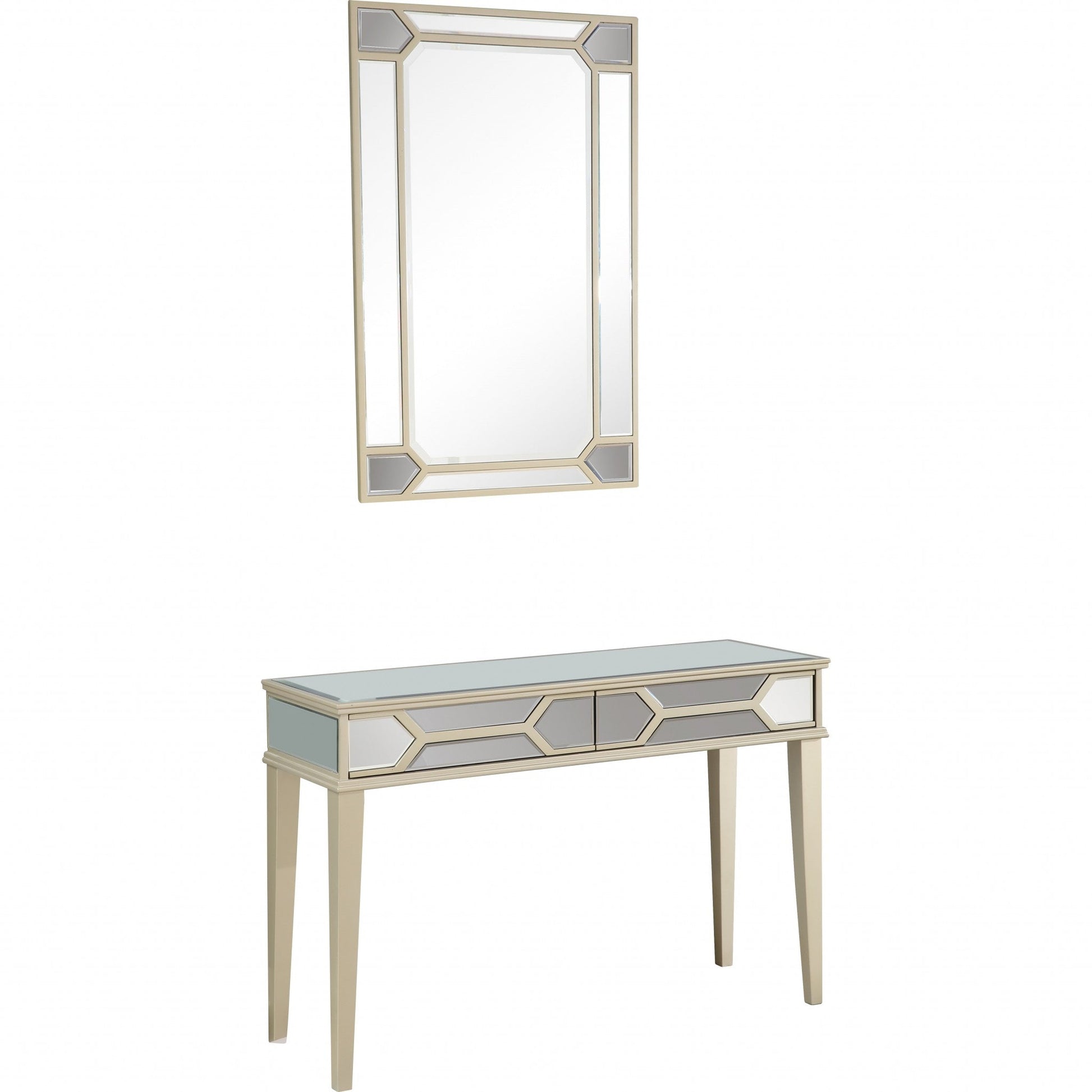 HomeRoots Mirrored Console Table With Antiqued Silver Finish