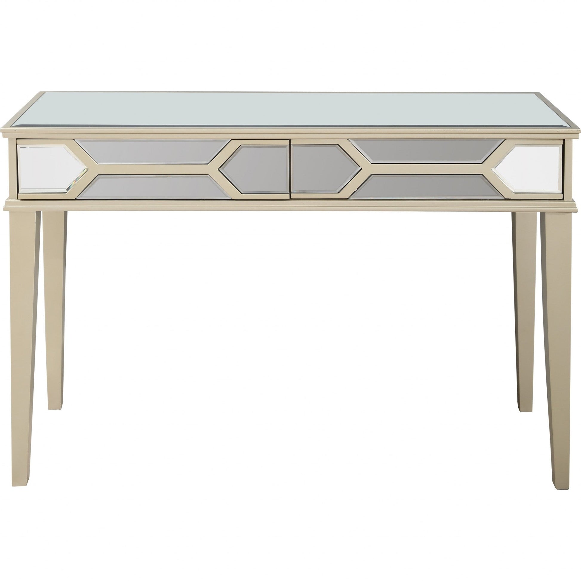 HomeRoots Mirrored Console Table With Antiqued Silver Finish